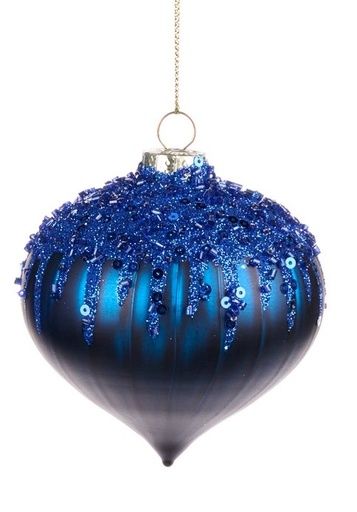 [GW017-C] 6cm Sequined Glass Onion - Blue