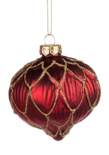 [GW023-C] 6cm Petal Glass Onion - Red/Gold