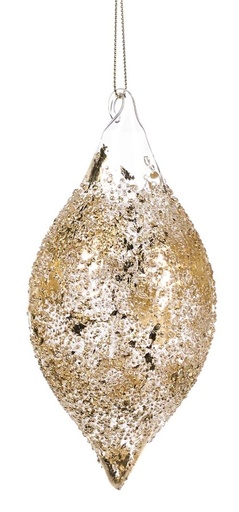 [GW025-B] 12cm Textured Glass Teardrop - Gold