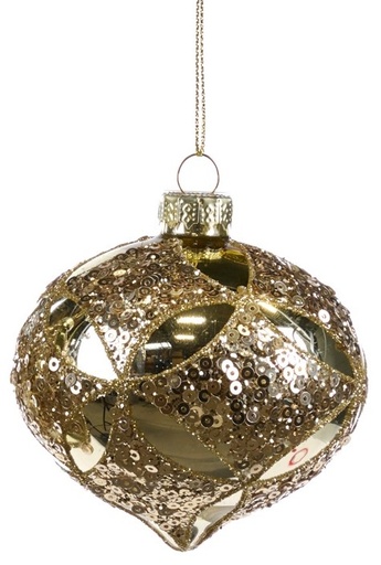 [GW026-C] 6cm Sequined Glass Onion - Gold