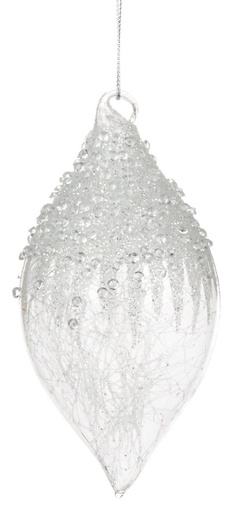 [GW029-B] 12cm Textured Glass Teardrop - Clear