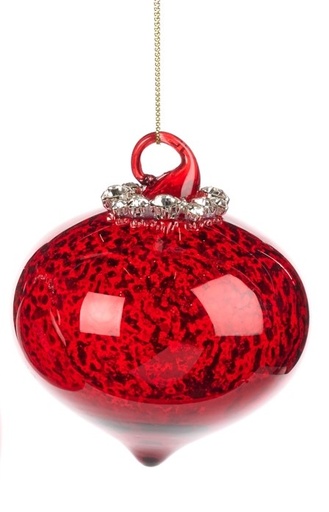 [GW032-C] 6cm Antique Jewel Top Glass Onion - Red