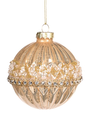 [GW033-A] 8cm Sequined Glass Ball - Gold