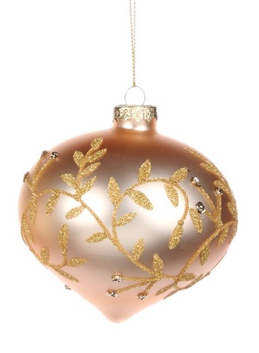 [GW036-C] 7.5cm Glittered Vine Glass Onion - Gold