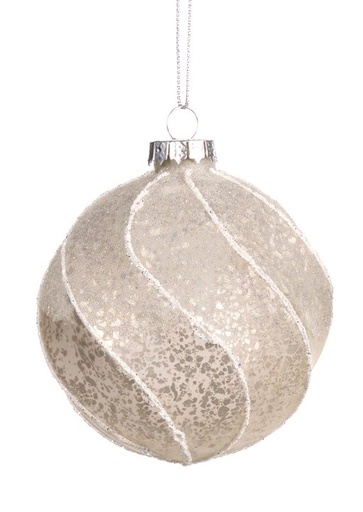 [GW040-A] 8cm Swirl Glass Ball - Champagne