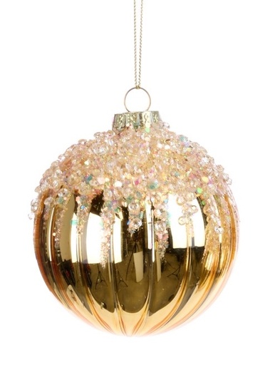 [GW042-A] 8cm Studded Glass Ball - Gold