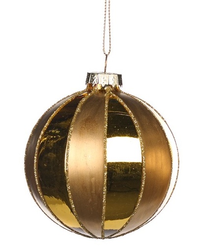 [GW043-A] 8cm Stripe Glass Ball - Gold