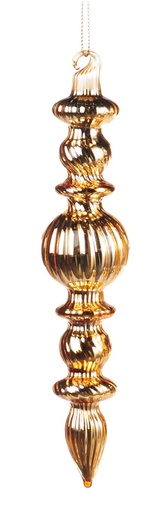 [GW044-A] 16cm Ribbed Glass Finial - Gold
