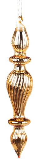 [GW044-B] 16cm Ribbed Glass Finial - Gold